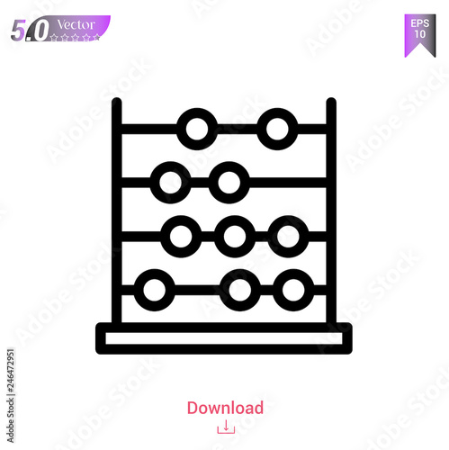 Outline abacus  icon isolated on white background. Line pictogram. Graphic design, mobile application, logo, user interface. Editable stroke. EPS10 format vector illustration