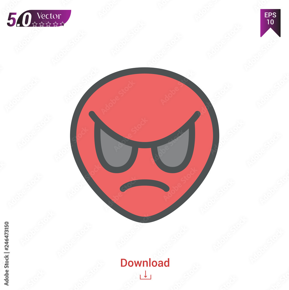 Outline alien_angry icon isolated on white background. Line pictogram. Graphic design, mobile application, logo, user interface. Editable stroke. EPS10 format vector illustration
