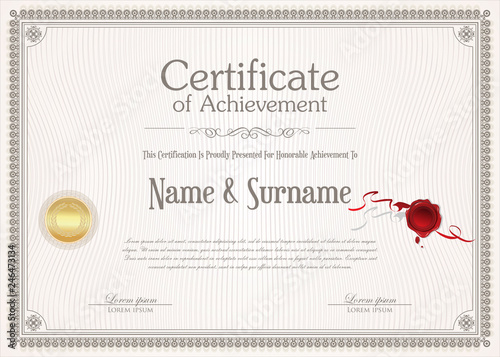 Elegant certificate or diploma retro vintage design 