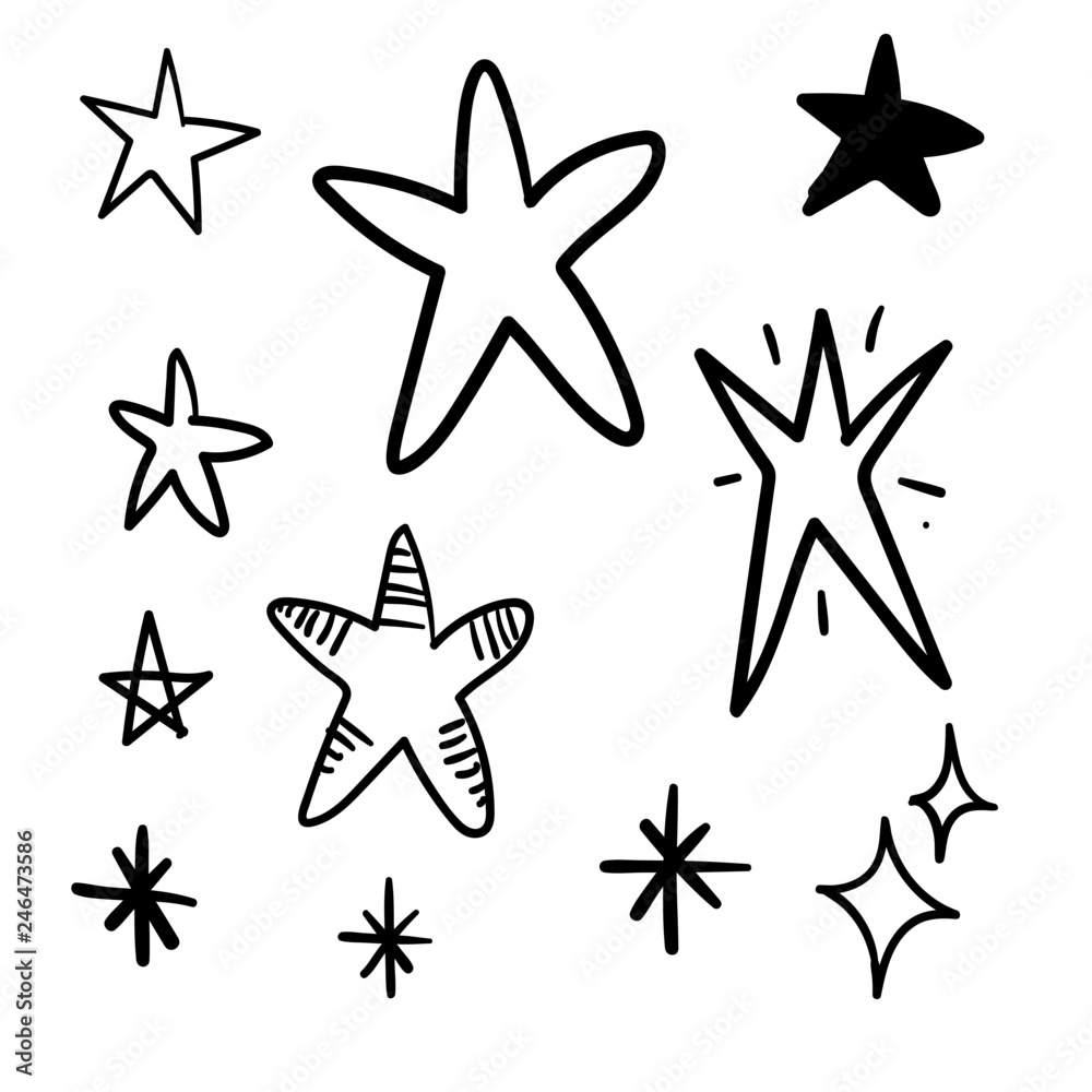 Fototapeta premium Hand drawn star doodles
