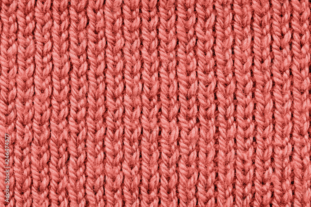 Living coral textile. Abstract trendy pattern. Knitted.