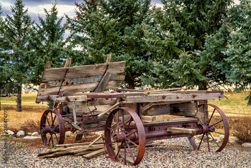 Wooden Wagon with Iron Wheels