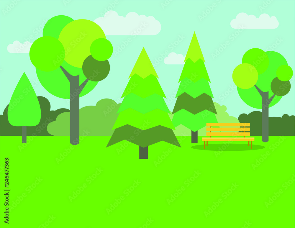 Obraz premium Vector cute flat park background