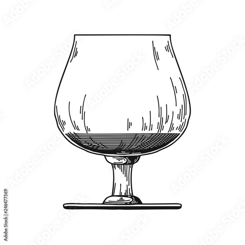 Snifter with Cognac. Vector illustration on white background