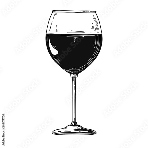 Standard red wine glass. Vector illustration on white background