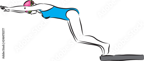 woman swimmer 2 strarting competition illustration photo