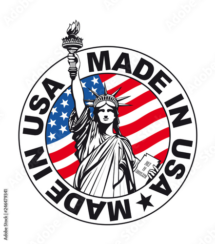 Statue of Liberty, Stamp Made in USA. Vector