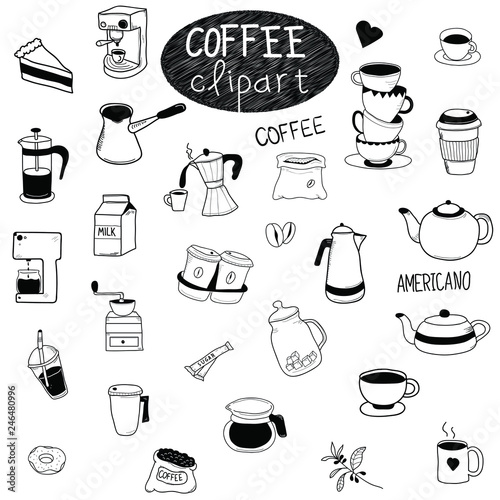 Doodle coffee clipart