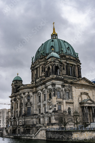 View of Berlin cathedral  Berliner Dom in a rainy day  Germany