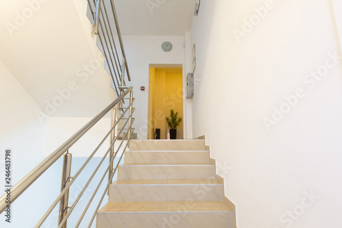 Hotel corridor with stairs