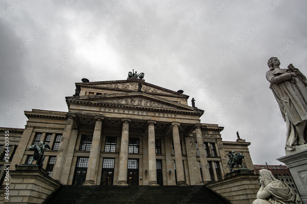 Concert hall at the Gendarmenmarkt in a rainy day, Berlin, Germany