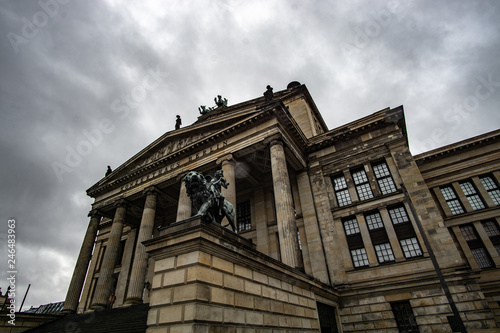 Obraz na płótnie Concert hall at the Gendarmenmarkt in a rainy day, Berlin, Germany w salonie