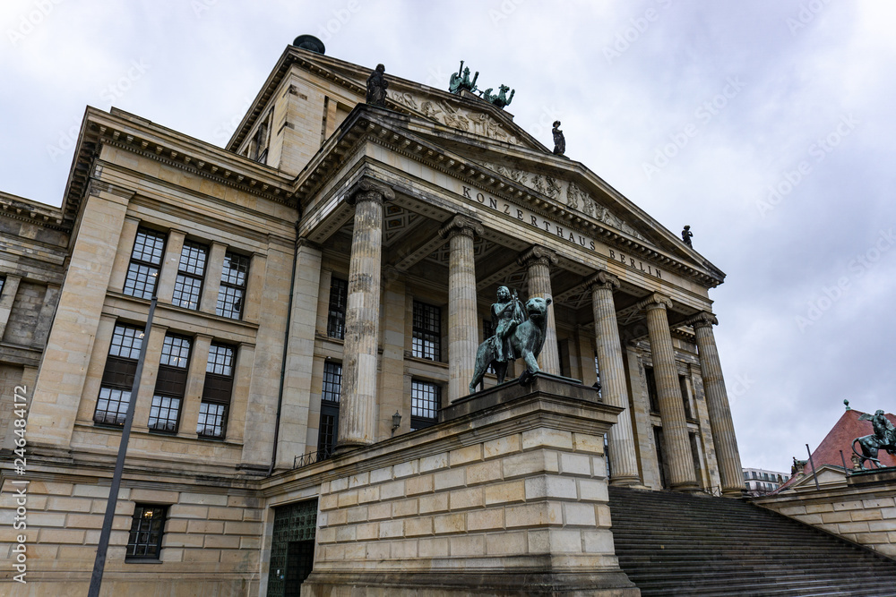 Concert hall at the Gendarmenmarkt in a rainy day, Berlin, Germany