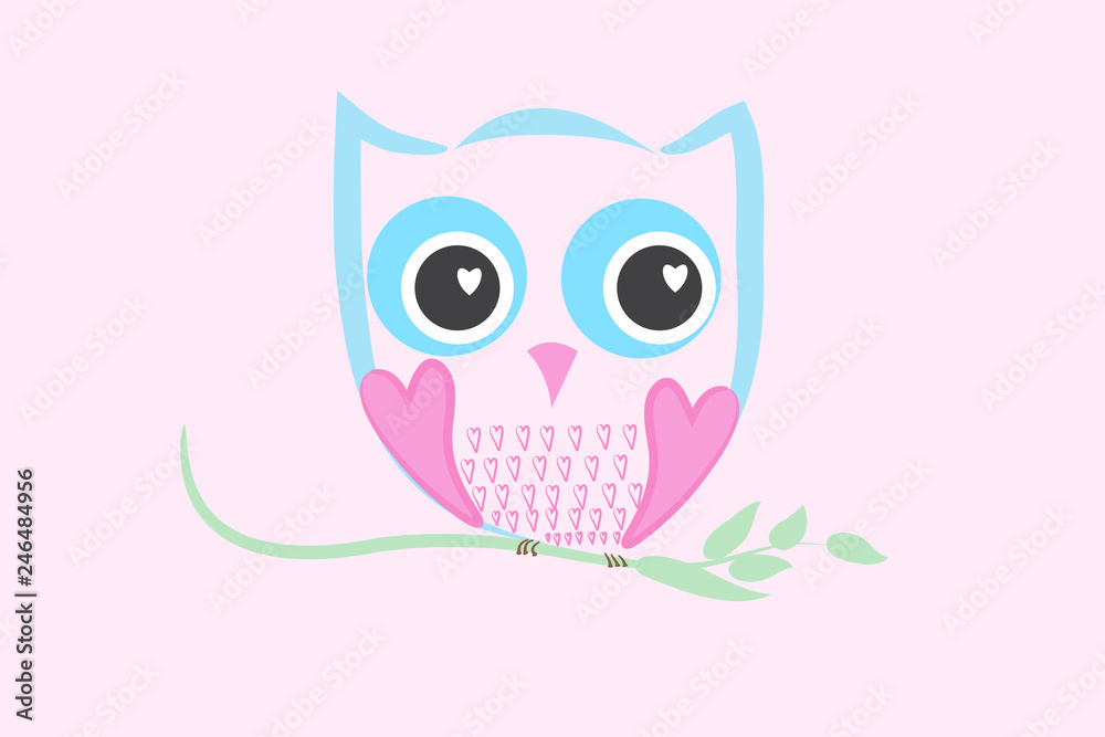 Owl of love logo vector image