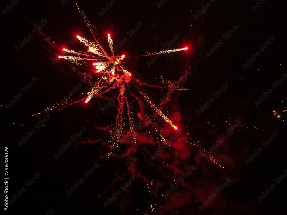 Fireworks on dark sky background Fireworks on dark sky background