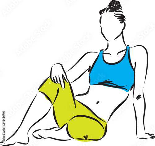 woman fitness sitting down illustration