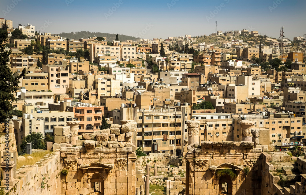 Beautiful Skyline of Amman Jordan from Amman Citadel
