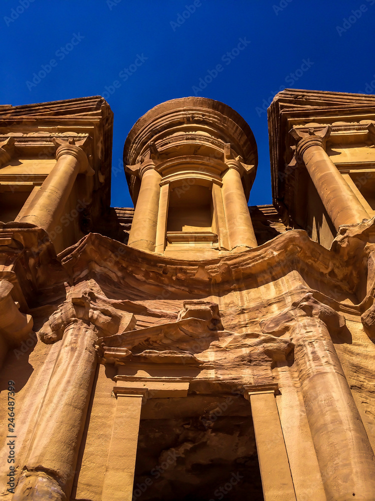 Architectural details of The Monastery in Petra Jordan