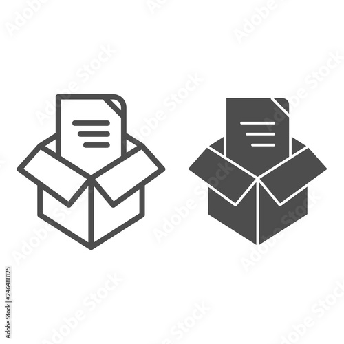 Unpacking line and glyph icon. Box unpack concept vector illustration isolated on white. File unpacking outline style design, designed for web and app. Eps 10.