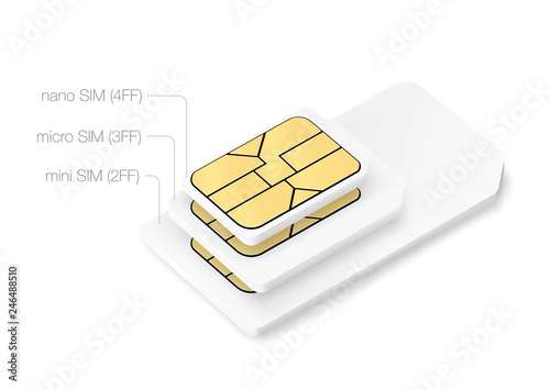 Blank sim chip mockup. Vector illustration isolated on white background. Ready fro your design. EPS10.