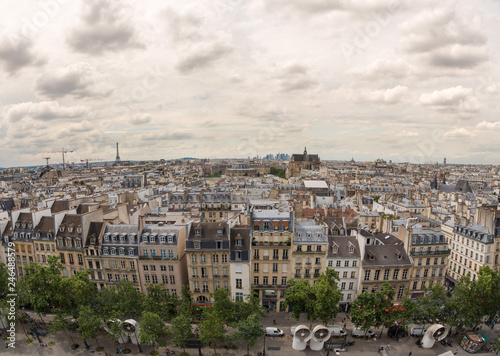 Romantic Panorama of Paris Rooftops seen from Pompidou Center