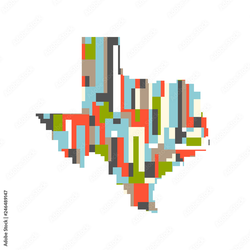 Fototapeta premium USA Texas State Pixelated Abstract Map. Vector Design