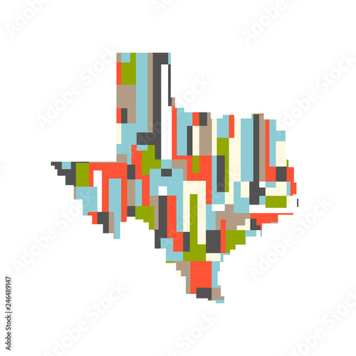 USA Texas State Pixelated Abstract Map. Vector Design