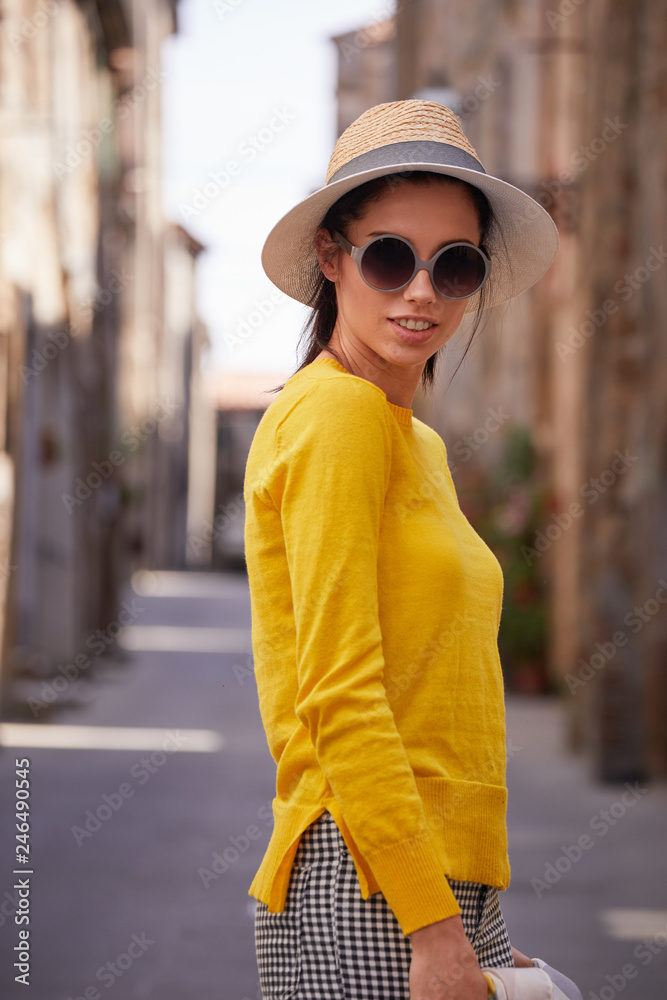 Europe fun, summer happy romantic woman in vacation in Italy,