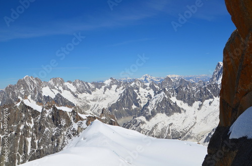 Mountains view from high altitude near Mont Blanc.