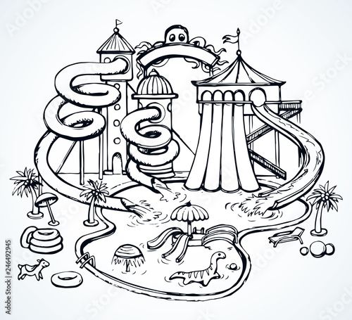 Aquapark. Vector drawing