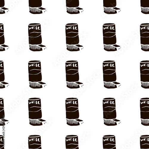 drinking bowl for animals vector seamless pattern