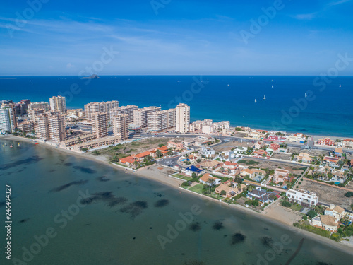 Aerial photo of tall buildings and the beach on a natural spit of La Manga between the Mediterranean and the Mar Menor, Cartagena, Costa Blanca, Spain 5 © Alex Kiriuchkov