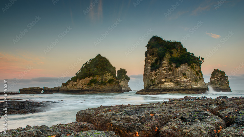 Beach and coastline near Kaikoura on the South Island of New Zealand