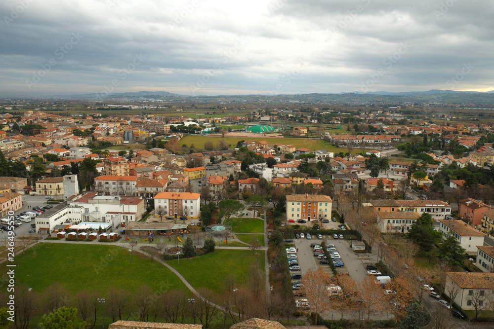 View of Santarcangelo di Romagna from medieval fortress walls