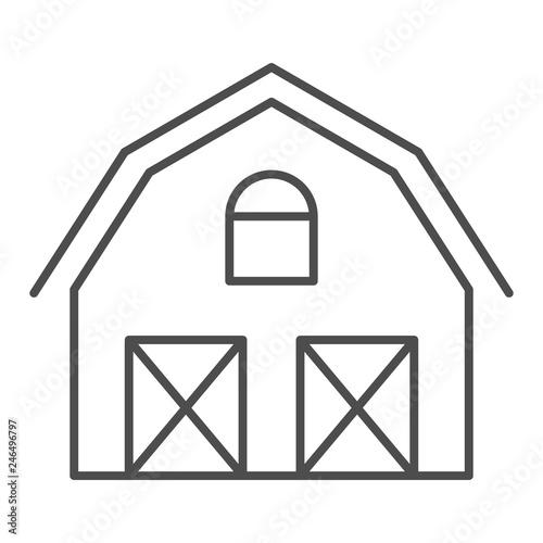 Farm house thin line icon. Warehouse vector illustration isolated on white. Barn outline style design, designed for web and app. Eps 10.