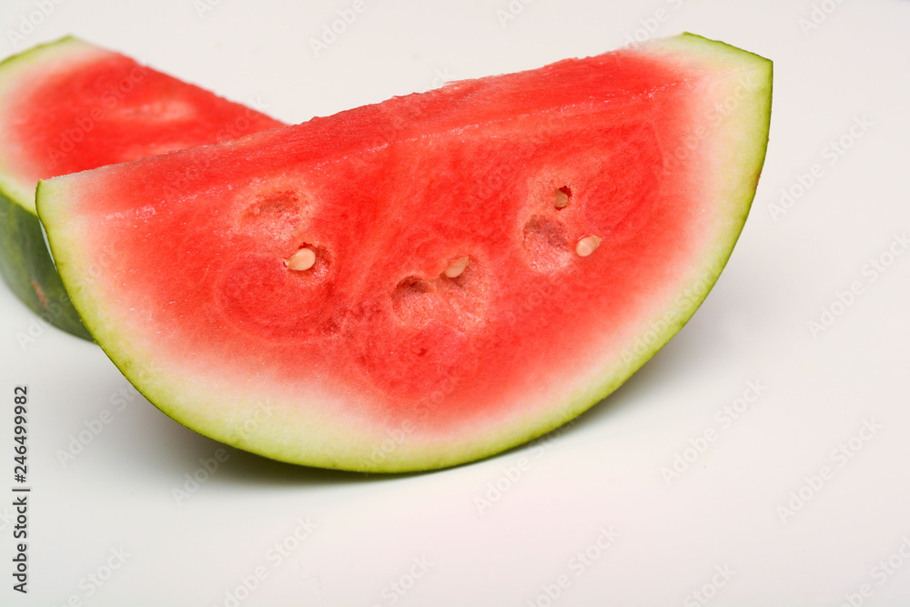 Watermelon isolated on white. Sliced fresh melon peices Watermelon isolated on white. Sliced fresh melon peices