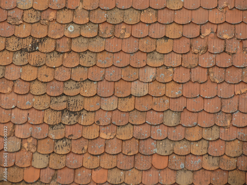 red brick roof tile background
