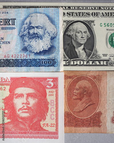 Photography Marx, Washington, Che Guevara and Lenin