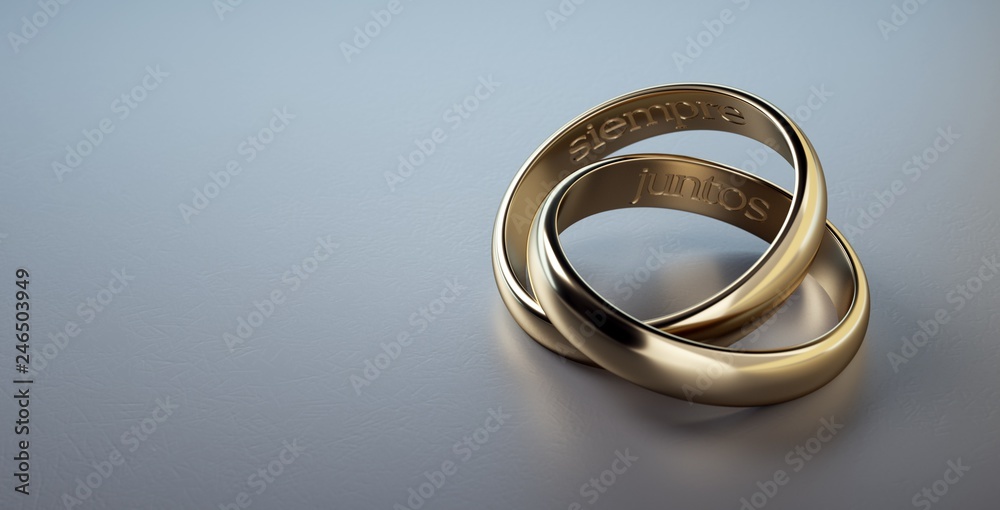 Dos anillos de boda entrelazados con frase siempre juntos en español #2  Stock Illustration | Adobe Stock
