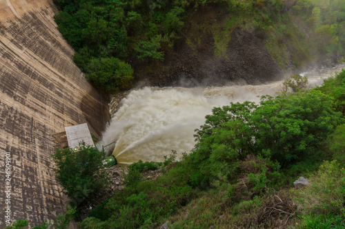 Valves opened at San Roque lake, Villa Carlos Paz, Cordoba photo