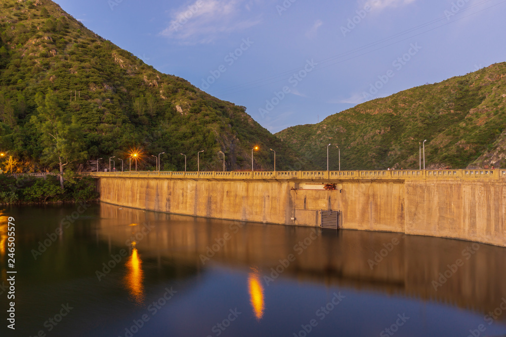 Fototapeta premium Evening at San Roque's dam, Villa Carlos Paz, Argentina