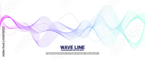 Blue and green Sound wave line curve on white background. Element for theme technology futuristic vector