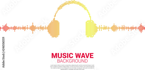 Sound wave Music Equalizer background. audio visual headphone icon with pixel wave graphic style