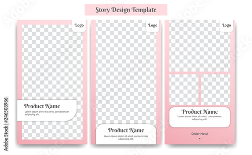 Social media Instagram story design template gradient modern rose pink color soft and feminime for new release female woman fashion cosmetic product