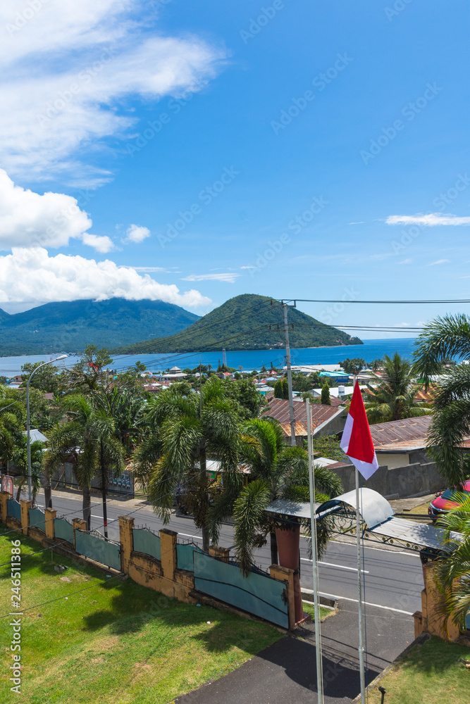 view of the beach and island ternate Indonesia