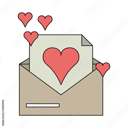 Envelope open with love letter