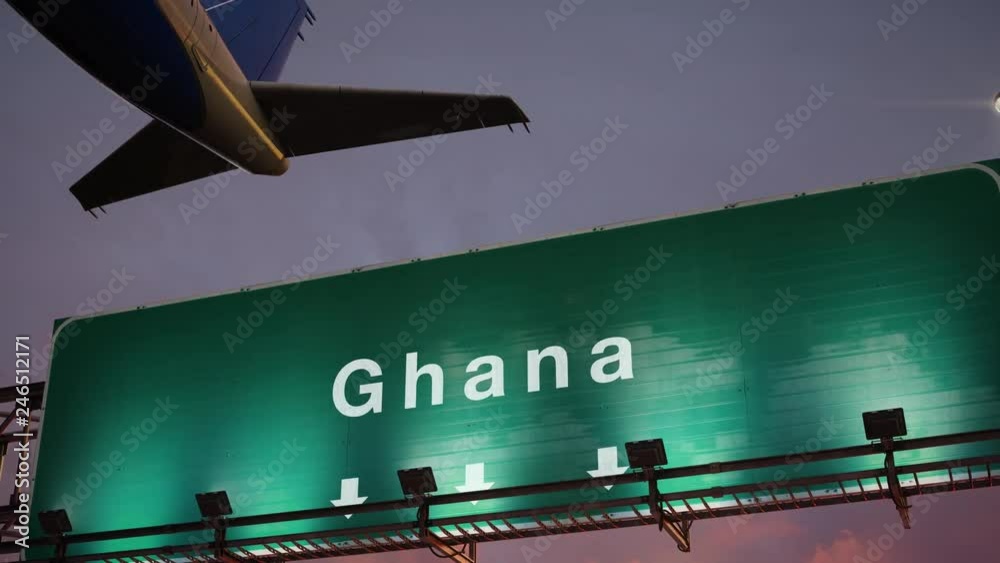 Airplane Take off Ghana during a wonderful sunrise