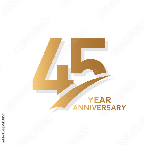 45 Year Anniversary Vector Template Design Illustration