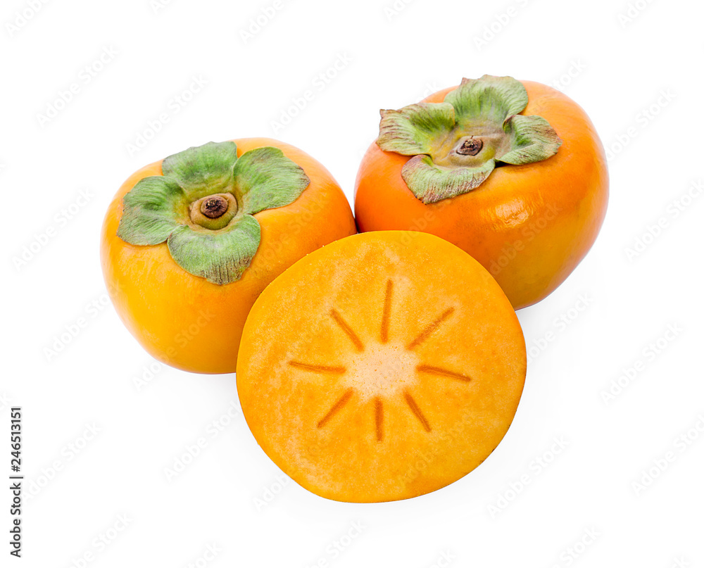 fresh persimmons isolated on white background fresh persimmons isolated on white background