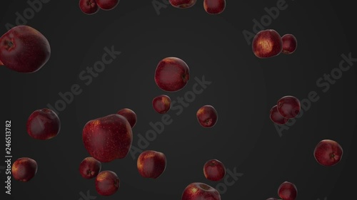 seamless loop of falling apples. 3d render